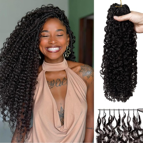 ISWEET Salon‑Grade Curly Feather Crochet Human Hair – 22 Inch 60g Pre‑Separated Pre‑Looped, Invisible & Thick, Tangle‑Free Reusable Boho Braids Extensions