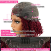 ISWEET 14 Inch Remy Human Hair Ponytail Wig 180% Density 4x4 Lace Burgundy Glueless Pre Plucked Pre Cut Bob Wig for Women and Girls