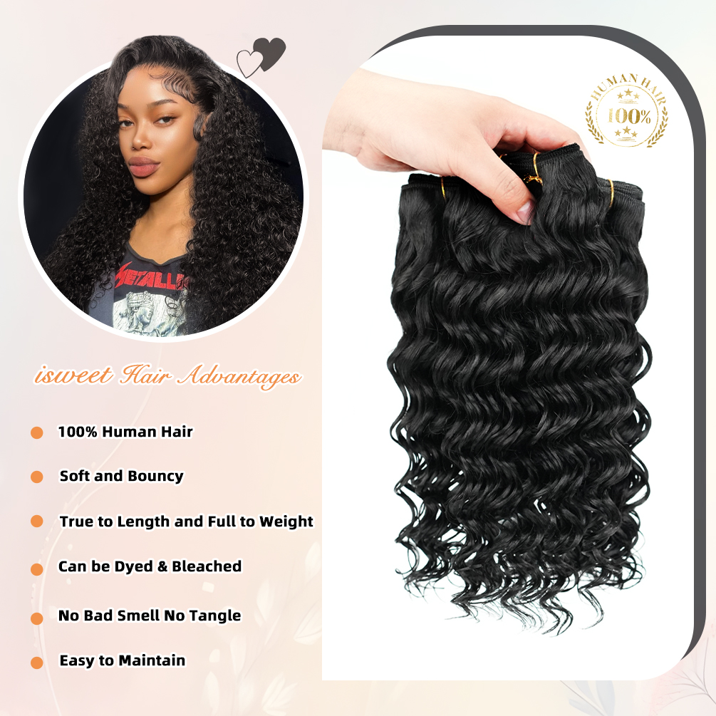 12A Brazilian Deep Wave Human Hair Bundles - 22 Inch 1-Bundles Natural Black | Real Unprocessed Raw 100% Virgin Human Hair Extensions for Black Women, Double Drawn Curly Wet & Wavy Texture