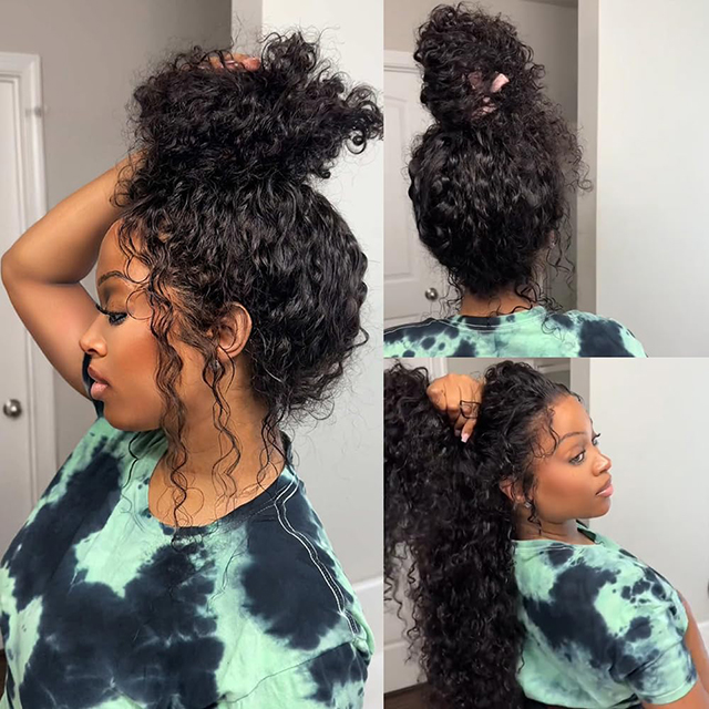 Luxury 360 WIG Full Lace Wig Brasilian Human Hair Deep Wave 200% Densità HD HD in pizzo HD da 30 pollici Pesoless pre-pizzicato con coulisse regolabile