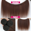 ISWEET Brown Kinky Straight Human Hair 3 Bundles 100% Unprocessed Brazilian Virgin Remy Hair Extensions Yaki Straight Weave (16, 18, 20 Inches)
