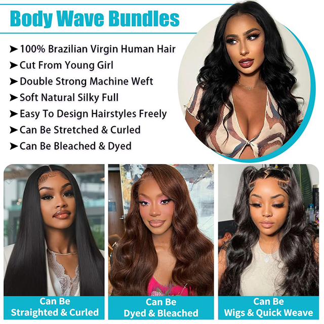ISWEET Body Wave Bundles 100% Unprocessed Brazilian Human Hair 26-32 Inch 12A Grade Quick Weave Hair Extensions 4 Bundle Deals Natural Black Virgin Hair for Full & Soft Wave