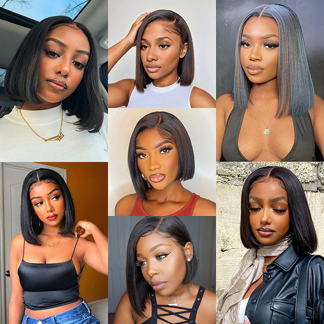 13x4 Hd Lace Front Bob Wigs Human Hair 180% Density Short Straight Bob Wigs With Baby Hair Pre Plucked Glueless For Black Women