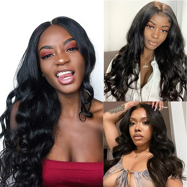 Body Wave Bundles with Closure Brazilian Human Hair 3 Bundles with 4x4 HD Lace Closure 100% Unprocessed Virgin Hair Natural Color