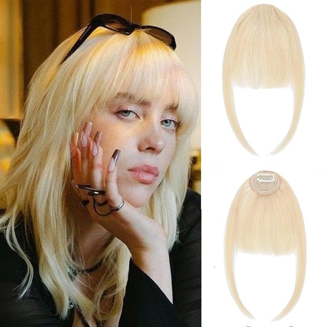 ISWEET Light Brown Clip-in Wispy Bangs – 100% Real Human Hair, Fringe with Temple Hairpieces, Fake Front Bang Extensions for Women
