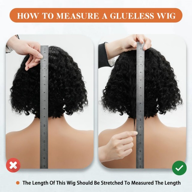 Wear & Go Glueless Short Curly Bob Wig Human Hair – 180% Density 8 Inch Light Brown, Pre-Plucked Pre-Cut Deep Wave Lace Front Wig for Women