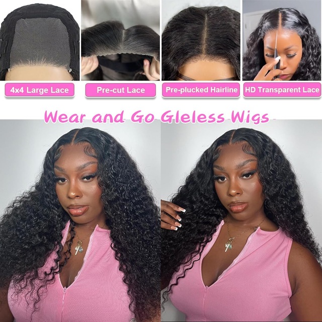 26 Inch 4x4 Lace Glueless Deep Wave Curly Wig – Wear & Go Pre‑Plucked Pre‑Cut 180% Density Human Hair Wig for Black Women