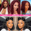 ISWEET 14 Inch Remy Human Hair Ponytail Wig 180% Density 4x4 Lace Burgundy Glueless Pre Plucked Pre Cut Bob Wig for Women and Girls