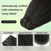 Kinky Straight Clip in Hair Extensions for Black Women - 8Pcs Brazilian Virgin Yaki Straight Human Hair 20" 120g Double Weft with 20 Clips Natural Black Hair Extensions