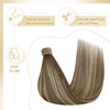 Ponytail Extension Real Human Hair for Women Clip in Ponytail Hair Extension Straight Hair Pieces Wrap Around Dark Brown Mix Medium Brown Highlights Brown Balayage 22inch 80G