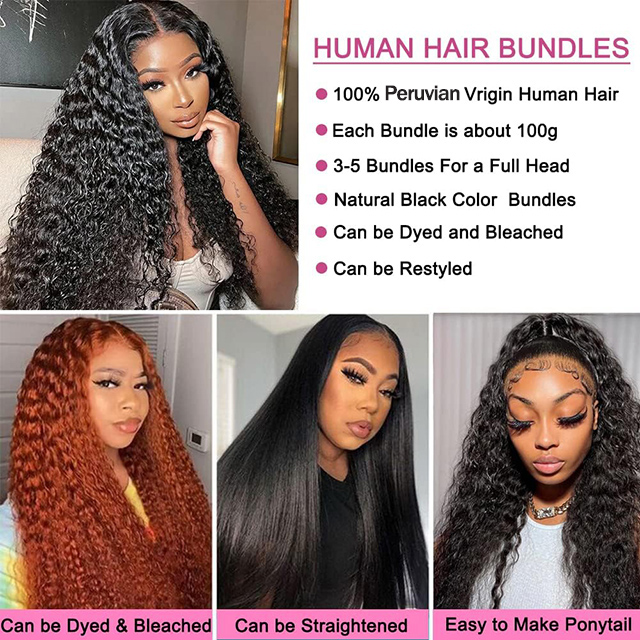 Deep Curly Wave 3 Bundles 12A 100% Unprocessed Peruvian Hair Soft Curly Bundle Natural Color for Black Women