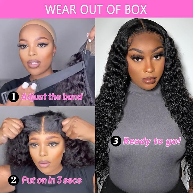 26 Inch 4x4 Lace Glueless Deep Wave Curly Wig – Wear & Go Pre‑Plucked Pre‑Cut 180% Density Human Hair Wig for Black Women