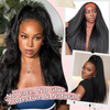 Glueless V Part U Part Wig 24" – 200% Density Kinky Straight Human Hair Half Wig with Drawstring, No Sew In No Leave Out