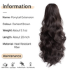 Fluffy Wavy Claw Clip Ponytail | 20 Inch Darkest Brown Synthetic Hair Extension, Comfortable Clip-on Hairpiece for Women, Ideal for All Occasions
