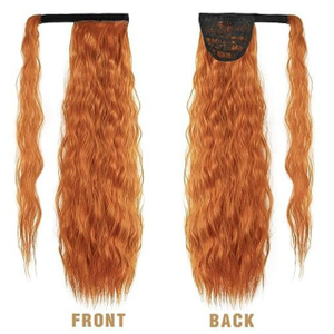 ISWEET Heat-Resistant Corn Wave Ponytail Extension – 22-Inch Long Wavy Curly Style, Clip-In Wrap-Around Design, Synthetic Hairpiece for Women