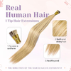 ISWEET Human Hair I-Tip Extensions 22 Inch #A18/613A Deep Blonde to Bleached Blonde, Invisible Silky Straight, 30g/30s