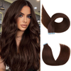 Tape In Hair Extensions Real Human Hair Dark Brown #2 Seamless Remy Hair 20 PCS 50 Gram Invisible Silky Straight For Women Girls