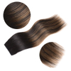 16-Inch Remy Human Hair Clip-In Extensions – 5 Pieces 80g, Natural Black To Chestnut Brown Ombre (1BT6/P1B), Silky Straight Short Thick Hair Extensions for Women