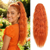 22-Inch Curly Wavy Claw Clip Ponytail Extension – Orange Synthetic Hairpiece, Perfect for Women’s Daily Wear & Parties
