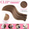 ISWEET Clip in Hair Extensions Real Human Hair #4/27-Chocolate Brown to Honey Blonde 20 Inch 105g 8pcs Invisible Straight Double Weft for Black Women Girls
