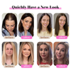 ISWEET Hair Topper for Thinning Hair - 10 Inch Human Hair with Swiss Lace Base Ombre Light Brown Blonde Highlights Undetectable Daily Wear Solution