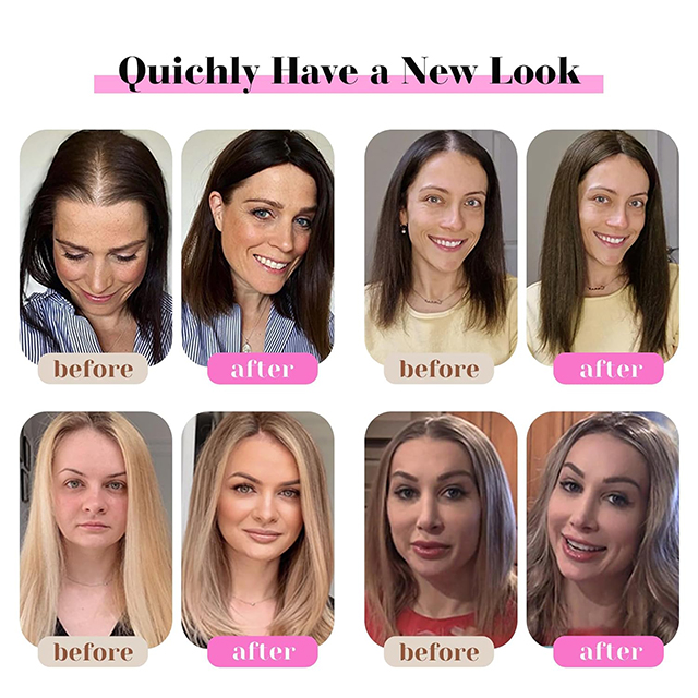 ISWEET Hair Topper for Thinning Hair - 10 Inch Human Hair with Swiss Lace Base Ombre Light Brown Blonde Highlights Undetectable Daily Wear Solution