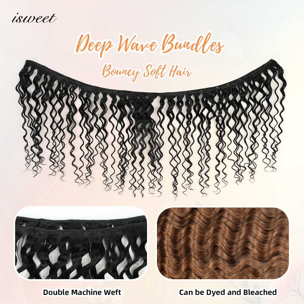 12A Brazilian Deep Wave Human Hair Bundles - 22 Inch 1-Bundles Natural Black | Real Unprocessed Raw 100% Virgin Human Hair Extensions for Black Women, Double Drawn Curly Wet & Wavy Texture