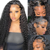 13x6 Curly Wave Lace Front Wigs Human Hair 180% Density Pre Plucked HD Transparent Lace Curly Human Hair Wigs For Women Natural Black