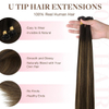 ISWEET 16-inch Remy Human Hair U Tip Extensions, 50g 50 Strands Hot Fusion Style, 2/6/2 Balayage (Dark Brown to Chestnut Brown), Invisible & Natural