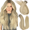ISWEET Human Hair I-Tip Extensions 22 Inch #A18/613A Deep Blonde to Bleached Blonde, Invisible Silky Straight, 30g/30s