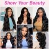 ISWEET 36 Inch Body Wave 13x6 HD Lace Front Wigs Brazilian Virgin Human Hair Wig With 200 Density Baby Hair Pre Plucked Tangle-Free Natural Black for Women