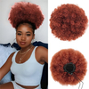 350 Dark Orange Afro Puff Ponytail Extension – Short Kinky Curly Clip-On Bun, Synthetic Hairpiece for Women
