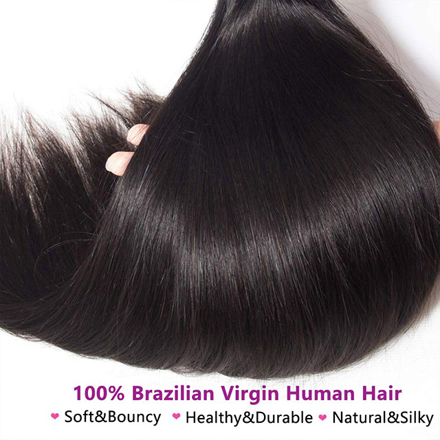 12A Straight Bundles Human Hair 4 Bundles 100% Unprocessed Brazilian Virgin Human Hair 18 20 22 24 Inch Raw Remy Hair Natural Black Color