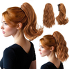 2-Piece Tizian Red Short Ponytail Hair Set – 12 & 14 Inch Wavy Curly Synthetic Claw Clip Hairpieces for Daily Wear