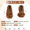 2-Piece Tizian Red Short Ponytail Hair Set – 12 & 14 Inch Wavy Curly Synthetic Claw Clip Hairpieces for Daily Wear