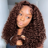 ISWEET Chocolate Brown 16 Inch Glueless Wear & Go Wig – 5x5 Lace Closure, Pre-Plucked & Pre-Cut Deep Wave Curly Bob Human Hair Wig for Black Women, 200% Density
