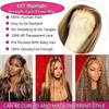 Isweet Ombre Lace Front Wig Human Hair Highlight 13x6 HD Straight Lace Front Wigs 180% Density 4/27 Colored Honey Blonde HD Lace Frontal Wigs For Women Glueless Pre Plucked with Baby Hair 30inch