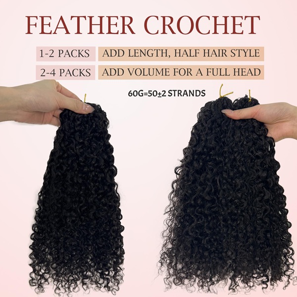 ISWEET Salon‑Grade Curly Feather Crochet Human Hair – 22 Inch 60g Pre‑Separated Pre‑Looped, Invisible & Thick, Tangle‑Free Reusable Boho Braids Extensions