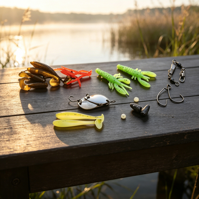 VUKU Complete Fishing Lures Tackle Box Kit, Freshwater Fishing Accessories Set with Crankbaits, Spoon Lures, Soft Plastic Worms, Shrimp Baits, Hooks Sinkers, Fishing Gear Gift for Bass Trout Salmon An